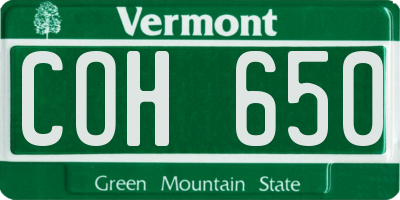 VT license plate COH650