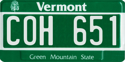 VT license plate COH651