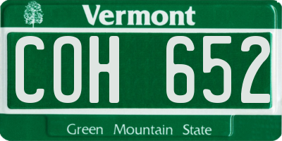 VT license plate COH652