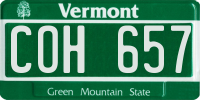 VT license plate COH657