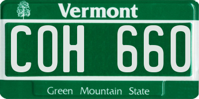 VT license plate COH660