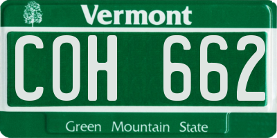 VT license plate COH662