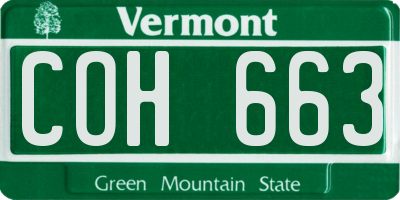 VT license plate COH663