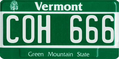 VT license plate COH666