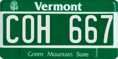 VT license plate COH667