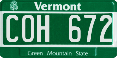 VT license plate COH672