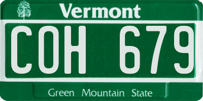 VT license plate COH679