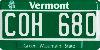 VT license plate COH680