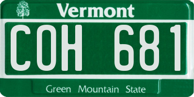 VT license plate COH681