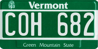 VT license plate COH682