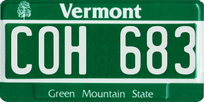 VT license plate COH683