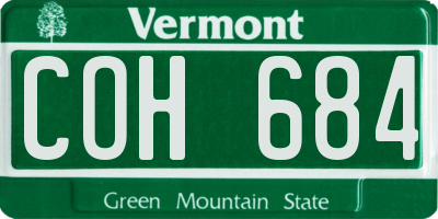 VT license plate COH684