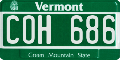 VT license plate COH686