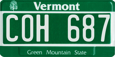 VT license plate COH687