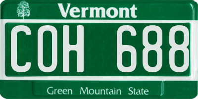 VT license plate COH688