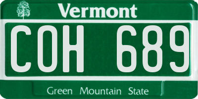 VT license plate COH689