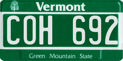 VT license plate COH692