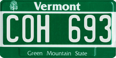 VT license plate COH693