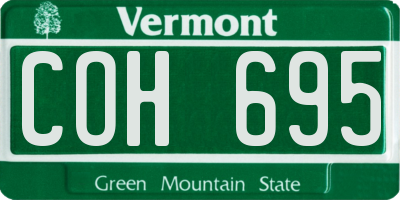 VT license plate COH695