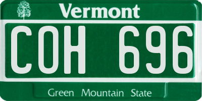 VT license plate COH696