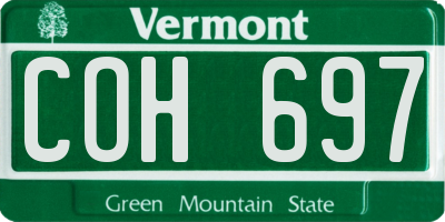 VT license plate COH697