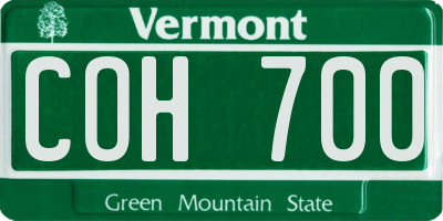 VT license plate COH700