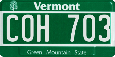 VT license plate COH703