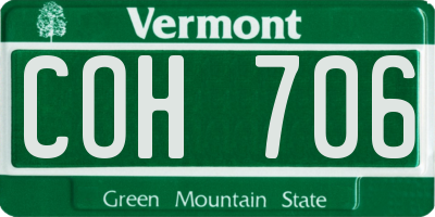 VT license plate COH706