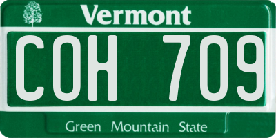 VT license plate COH709