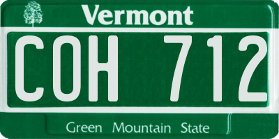VT license plate COH712