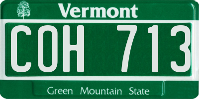 VT license plate COH713