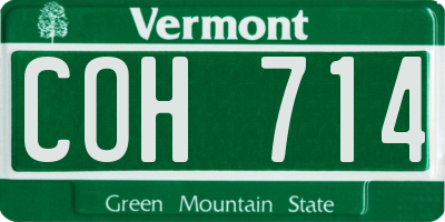 VT license plate COH714