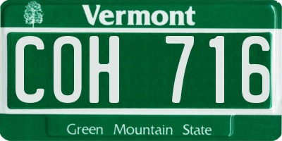 VT license plate COH716