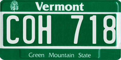 VT license plate COH718
