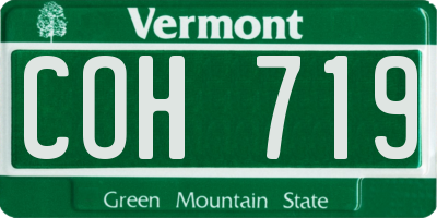 VT license plate COH719