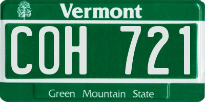 VT license plate COH721