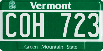 VT license plate COH723