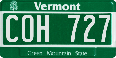 VT license plate COH727