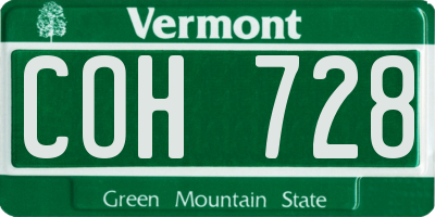 VT license plate COH728