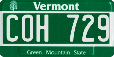 VT license plate COH729