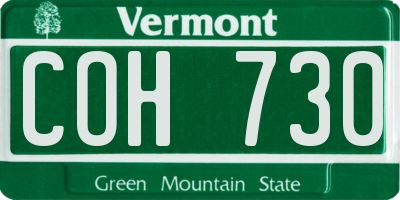 VT license plate COH730