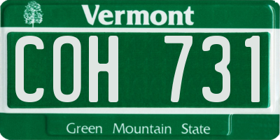 VT license plate COH731