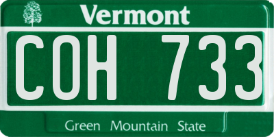 VT license plate COH733