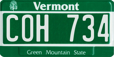 VT license plate COH734