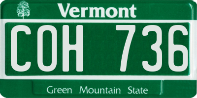 VT license plate COH736