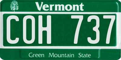 VT license plate COH737