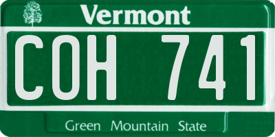 VT license plate COH741