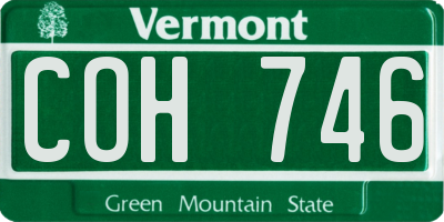 VT license plate COH746