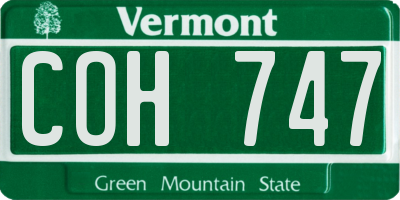 VT license plate COH747