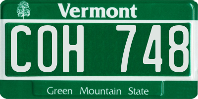 VT license plate COH748